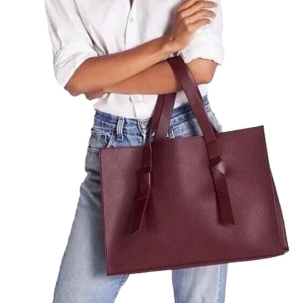 Rachel Zoe Take-it-Anywhere Tote - vegan leather - bordeaux cranberry large - Picture 2 of 12